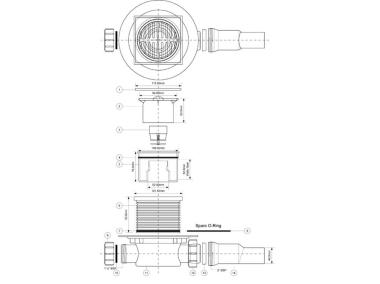 Zdjęcie: Wpust podłogowy wykonany z abs z odpływem 40/50 mm, kratka ze stali nierdzewnej 115x115 mm MCALPINE