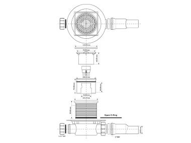 Zdjęcie: Wpust podłogowy wykonany z abs z odpływem 40/50 mm, kratka ze stali nierdzewnej 115x115 mm MCALPINE