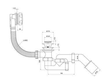 Zdjęcie: Syfon wannowy z korkiem automatycznym chrom PSB TYCNER