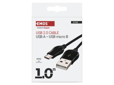 Zdjęcie: Kabel USB 2.0, wtyk A - micro B, ładowanie Quick Charge, transmisja danych, 1 m, czarny EMOS