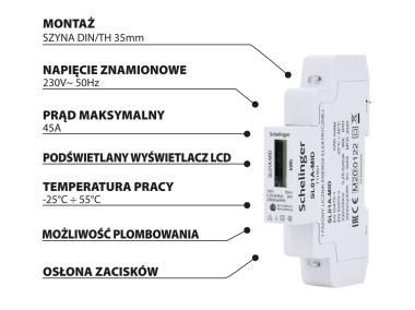 Zdjęcie: Licznik energii 1 fazowy mid 45A SCHELINGER