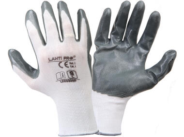 Zdjęcie: Rękawice nitrylowe  szaro-białe, 12 par, 7, CE, LAHTI PRO