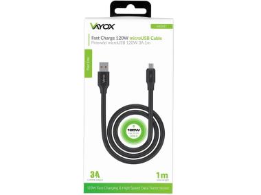 Zdjęcie: Kabel USB - micro USB 120W 3A 1 m fast line czarny VA0107 VAYOX