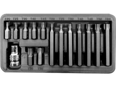 Zdjęcie: Zestaw końcówek 10 mm, t20-t55, l=30/75 mm, 15 szt. PROLINE