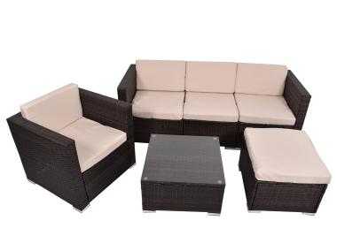 Zdjęcie: Zestaw mebli ogrodowych Notti - fotel, sofa, stół, podnóżek 4-osobowy OŁER
