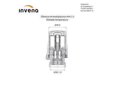 Zdjęcie: Głowica termostatyczna mini 2 z blokadą temperatury Prov INVENA