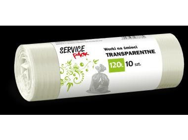 Zdjęcie: Worki na śmieci ldpe 120 L - 10 szt. transparent SERVICE PACK