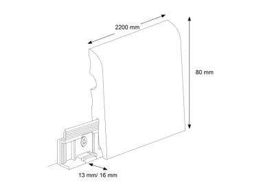 Zdjęcie: Listwa przypodłogowa MDF Biały RAL 9003 okleina półmat 8x1,3 cm zaokrąglona  220 cm CEZAR