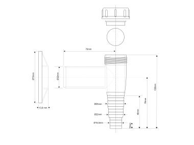 Zdjęcie: Przyłącze do pralki lub zmywarki nadtynkowy z kulką i odejściem 32 mm chrom MCALPINE