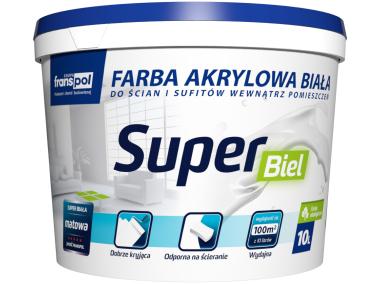 Zdjęcie: Farba akrylowa Super Biel 10 L FRANS-POL