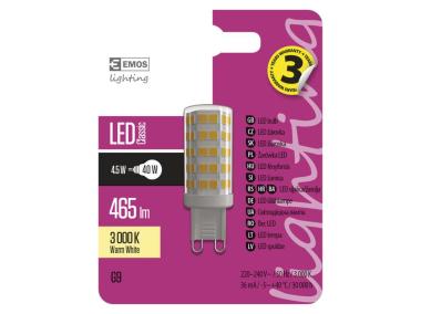 Zdjęcie: Żarówka LED Classic JC, G9, 4,5 W (40 W), 465 lm, ciepła biel EMOS