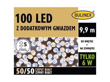 Zdjęcie: Lampki LED z dodatkowym gniazdem 9,9 m biały ciepły/zimny 100 lampek BULINEX