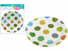 Talerz papierowy Green dots 18 cm - 6 szt. RAVI