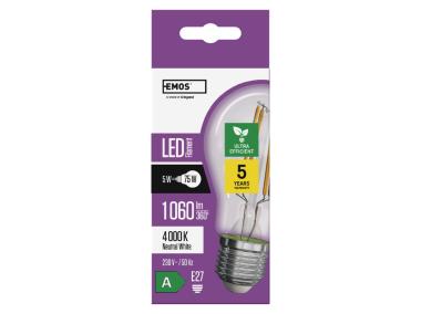 Zdjęcie: Żarówka LED Filament A60, E27, 5 W (75 W), 1060 lm, neutralna biel EMOS