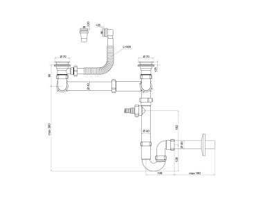 Zdjęcie: Syfon zlewozmywakowy rurowy podwójny 70 mm TYCNER