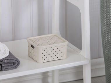 Zdjęcie: Koszyk mały Arianna 16,6x14,5x8,5 cm z pokrywą kremowyowy ALTOMDESIGN