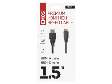 Zdjęcie: Przewód Hdmi 2.0 wtyk A - wtyk C, 1,5m EMOS