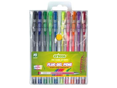 Zdjęcie: Długopisy żelowe fluorescencyjne Cricco 10 kolorów DMS