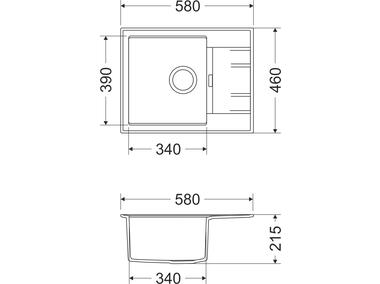 Zdjęcie: Zlewozmywak granitowy Avangard 1-komorowy szary 58x46x21,5 cm syfon automatyczny i bateria U MILÓ