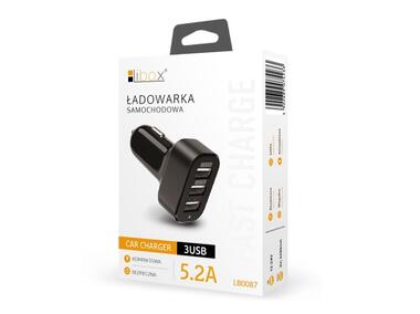 Zdjęcie: Ładowarka samochodowa 3xUSB 5,2A czarna LB0087 LIBOX