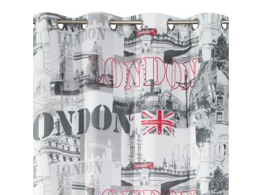 Zdjęcie: Zasłona London 140x250 cm biało-stalowo na przelotkach EUROFIRANY