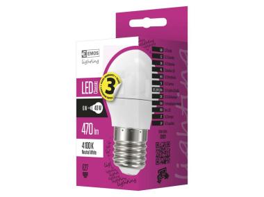 Zdjęcie: Żarówka LED Classic Mini Globe, E27, 5 W (40 W), 470 lm, neutralna biel EMOS