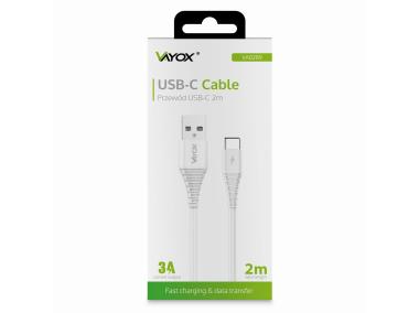 Zdjęcie: Kabel USB - USB typ C 2 m biały VA0289 VAYOX