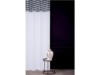 Zdjęcie: Firana z kantą welwetową pepitką iconic chic light biało-czarna+złota wszywka 140x270 cm CHIC HOME