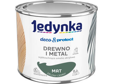 Zdjęcie: Farba do drewna i metalu Deco&Protect mat zielony ciemny 0,2 L JEDYNKA