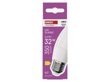 Zdjęcie: Żarówka LED Classic świeczka E27 2,6 W (25 W) 350 lm neutralna biel EMOS