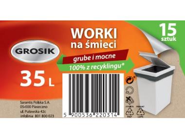 Zdjęcie: Worki na śmieci 35 L - 15 szt. GROSIK