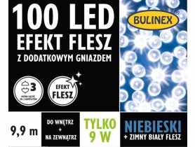 Lampki choinkowe LED 100 szt. Flesz 9,9 m niebieski zimny BULINEX