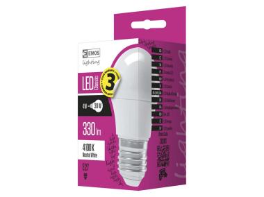 Zdjęcie: Żarówka LED Classic Mini Globe, E27, 4,1 W (32 W), 350 lm, neutralna biel EMOS