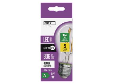 Zdjęcie: Żarówka LED Filament A60, E27, 3,8 W (60 W), 806 lm, neutralna biel EMOS