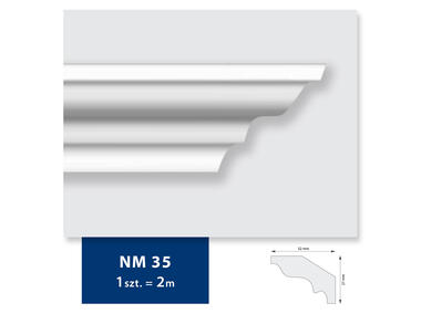 Zdjęcie: Listwa sufitowa z polistyrenu NM 35, 2 sztuki 200x2,7x3,2 cm biały DMS