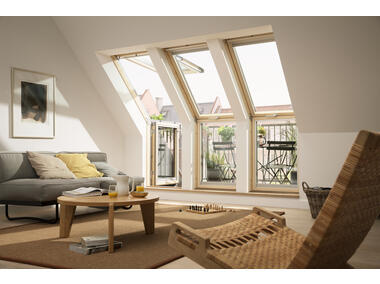 Zdjęcie: Okno balkonowe GEL 3065G drewniane górna część, 78x136 cm VELUX