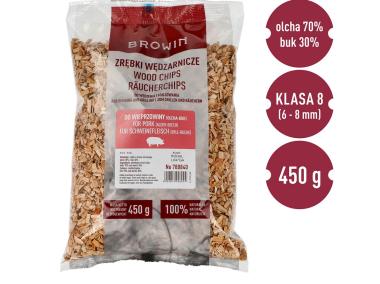 Zdjęcie: Zrębki do wędzenia, grillowania 70% olcha, 30% buk, 450 g, kl. 8 BROWIN