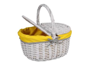 Zdjęcie: Koszyk piknikowy z żółtym materiałem 40x30x20/40 cm szary TIN TOURS