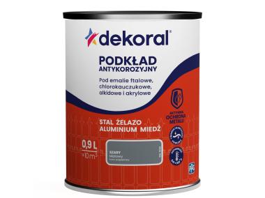 Zdjęcie: Podkład antykorozyjny szary RAL7045 - 0,9 L DEKORAL