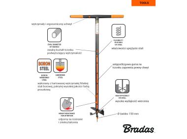 Zdjęcie: Świder z hartowaną głowicą ze stali borowej, średnica 15 cm BRADAS