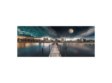 Zdjęcie: Obraz Canvas silver 60x150 cm moon city STYLER