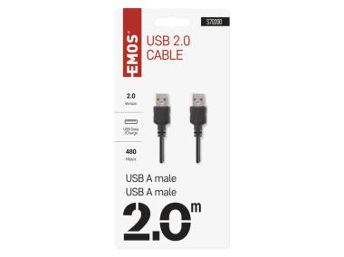 Zdjęcie: Przewód USB 2.0 wtyk A - wtyk A, 2m EMOS