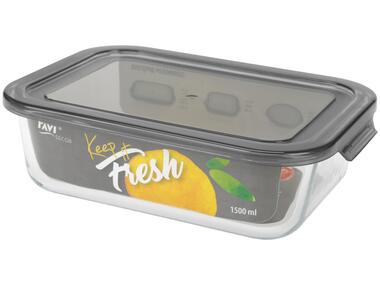 Zdjęcie: Pojemnik ze szkła żaroodpornego 1500 ml prostokąt, wzór Grey, Keep it fresh DECOR