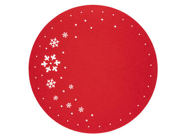 Zdjęcie: Mata filcowa okrągła srednica 38 cm dekor Śnieżynki Czerwona ALTOMDESIGN