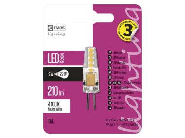 Zdjęcie: Żarówka LED Classic JC, G4, 1,9 W (21 W), 200 lm, neutralna biel EMOS