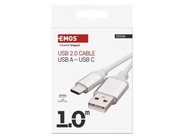 Zdjęcie: Kabel Usb 2.0, wtyk A - C, ładowanie, transmisja danych, 1 m, biały EMOS