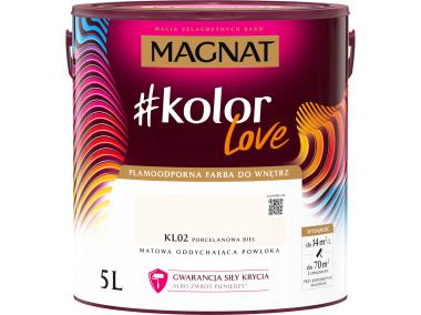 Zdjęcie: Farba plamoodporna kolorLove KL02 porcelanowa biel 5 L MAGNAT