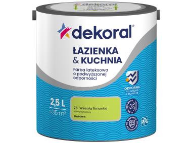 Zdjęcie: Farba lateksowa Łazienka&Kuchnia wesoła limonka 2,5 L DEKORAL