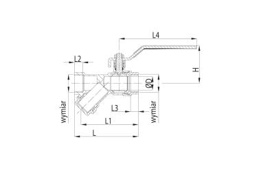 Zdjęcie: Zawór kulowy z filtrem skośnym 1 1/2" KFA