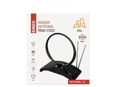 Zdjęcie: Antena pokojowa City Ring-C550, DVB-T2, DAB, FM, filtr LTE,4G,5G EMOS